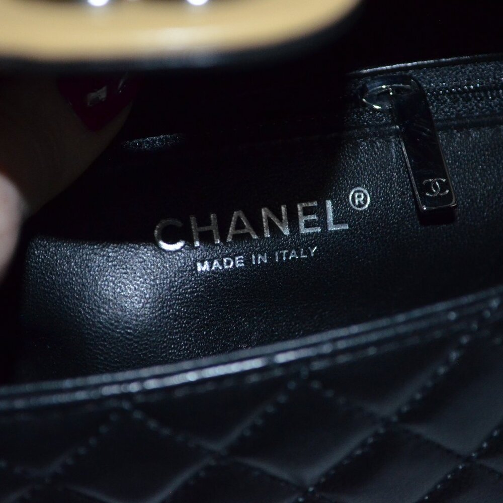 Chanel Black Small Tan Two Tone Flap Chain Strap Crossbody Shoulder Handbag - Picture 12 of 13